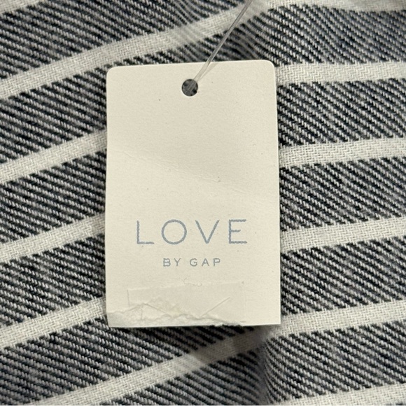 Love By Gap Flannel Joggers Striped Drawstring High Waisted Blue Medium New - Picture 9 of 10